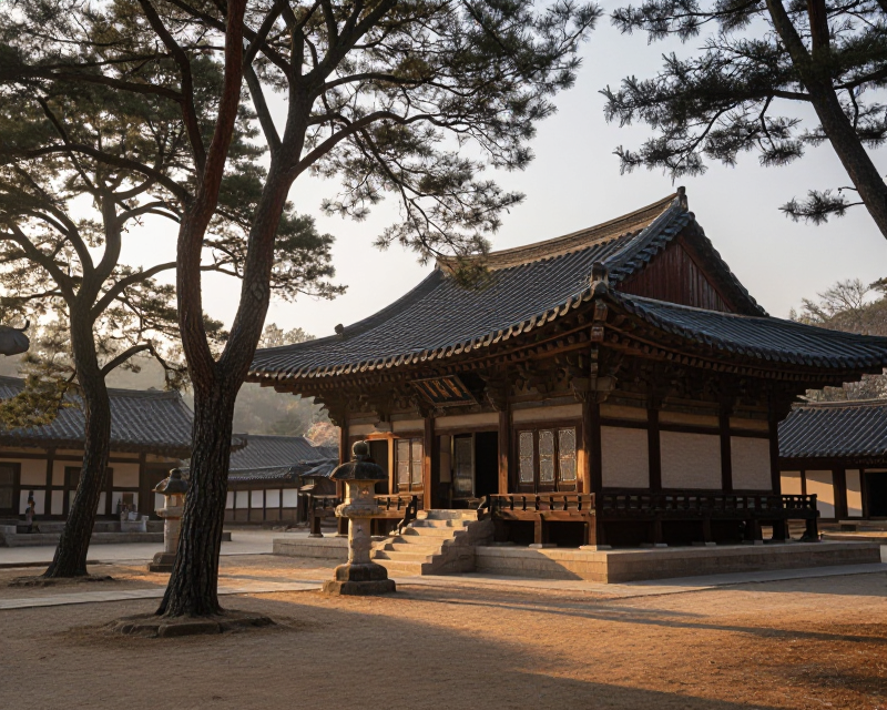Symbolic Korean Buddhist Temple Atmosphere