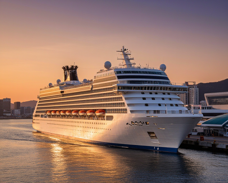 Luxury Cruise Ship at Korean Port