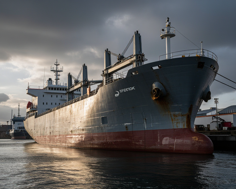 Cargo Vessel at South Korean Port